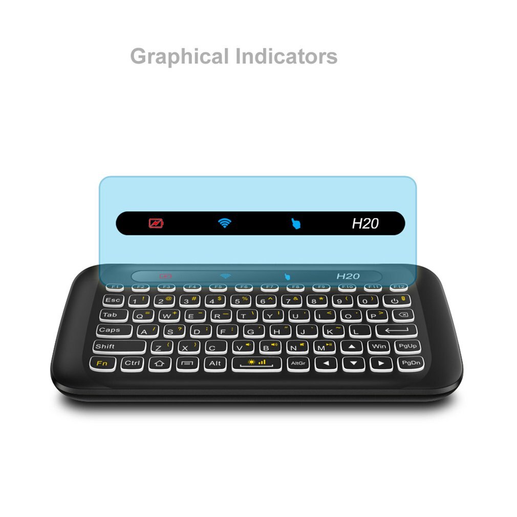 H20 touch double-sided mini wireless keyboard Full screen touchpad 3 staged adjustable backlight Auto-rotation