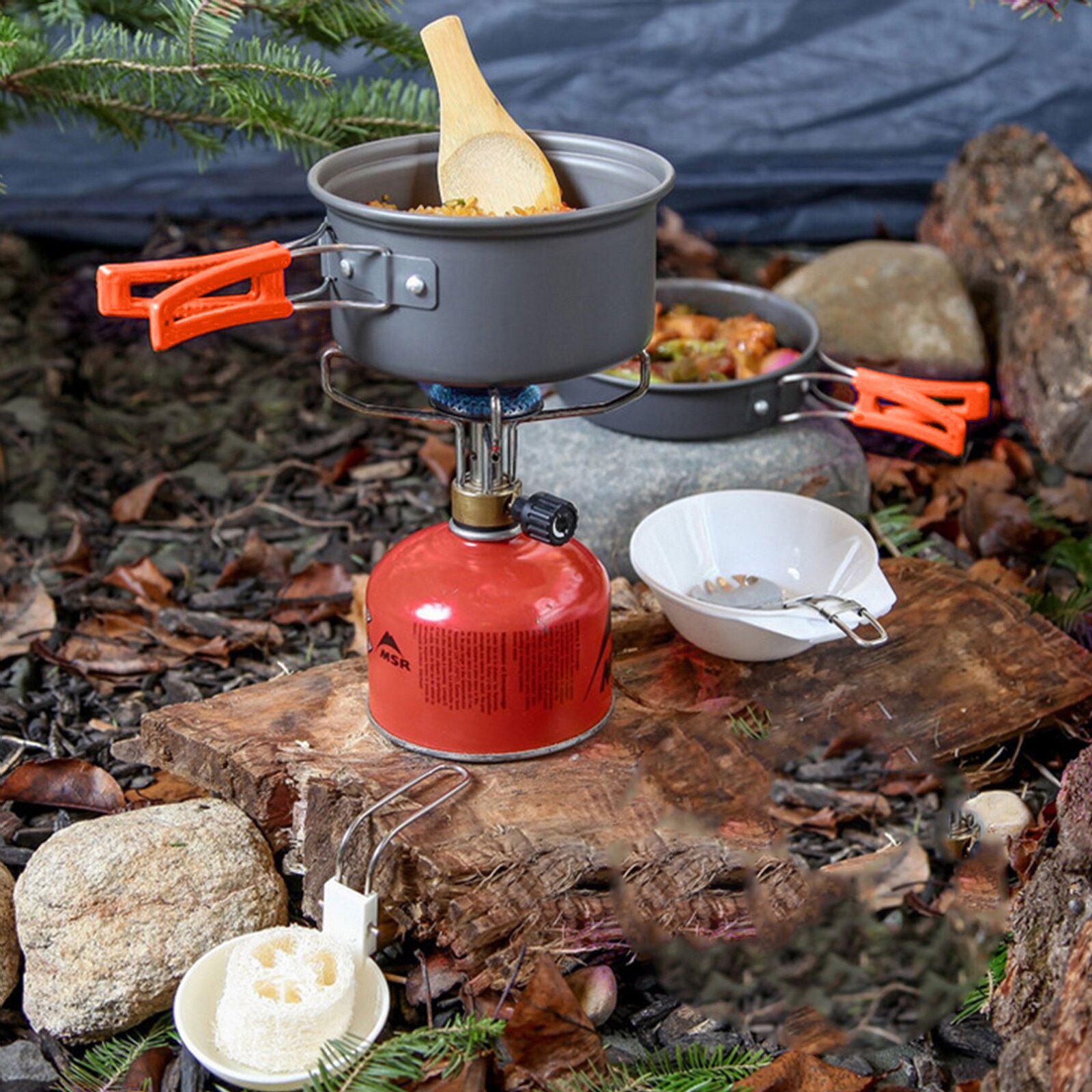 Hiking Cooking Equipment Tableware Kettle Camping Cookwares Kitchen Utensils Set for 2-3 People Camping Cookware Set