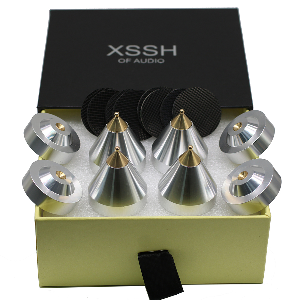 Thuis Theatersysteem Xssh Audio Audiofiele Schokdemping Pad Luidspreker Cd Versterker Aluminium Voet Metalen Spike Hifi Isolatievoeten