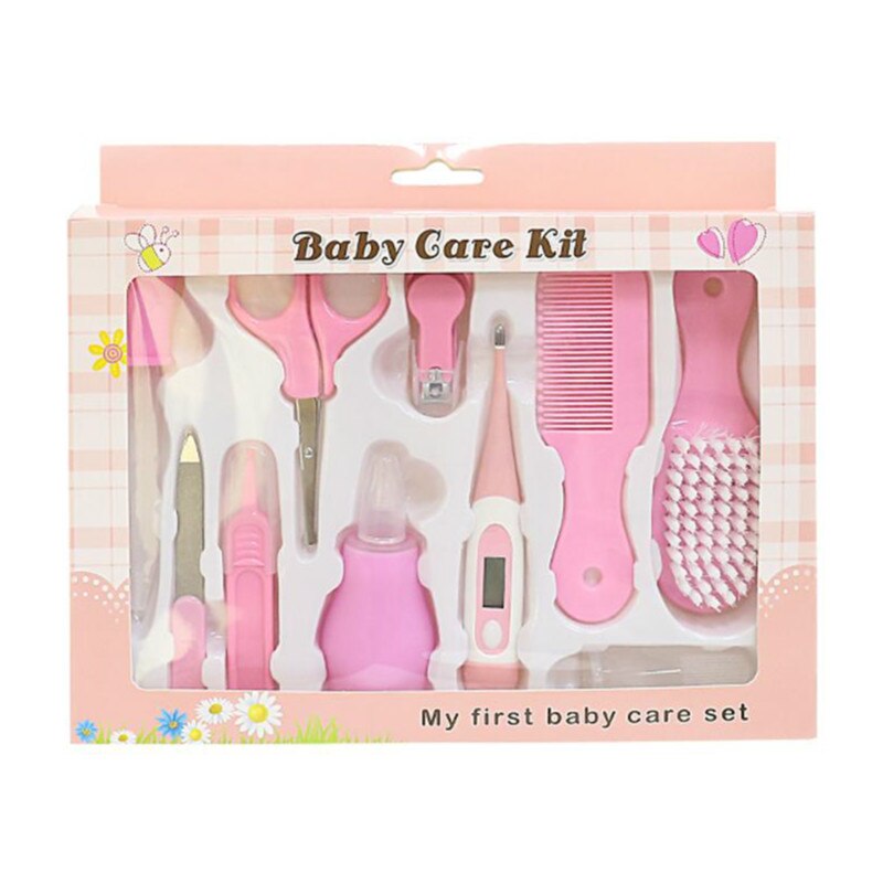 10 Pcs/set Safe Health Baby Nail Trimmer Baby Care Haircut Thermometer Nail Clippers Care Tools Kit Nail Products: Pink