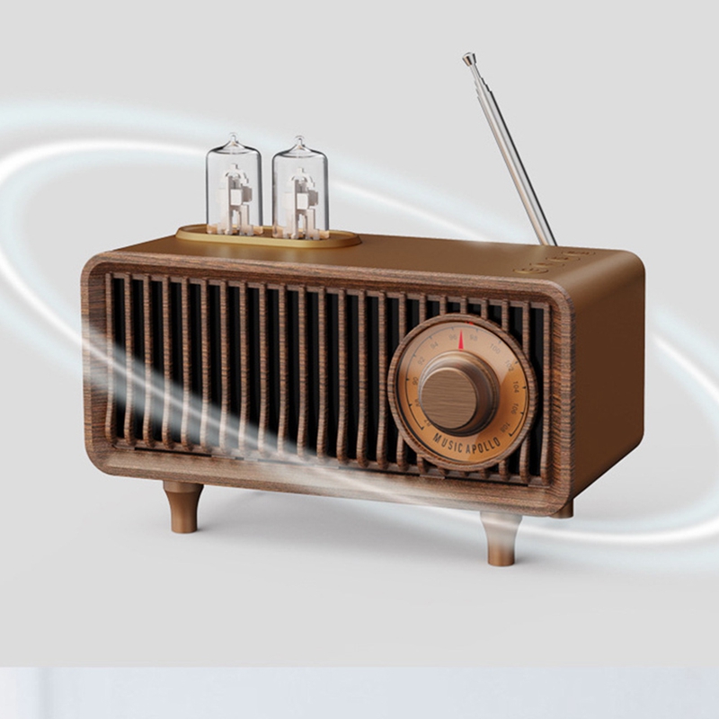 Wood Retro Radio Wireless Bluetooth Speaker Subwoofer Music Player With LED Light Support Handsfree TF Card U Disk