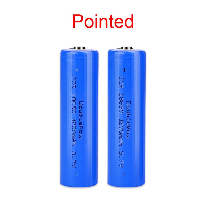 Doublepow DP-18650 1200mAh 3.7V Li-ion rechargeable 18650 battery HIGH CAPACITY FOR LANTERN: 2 PCS Pointed