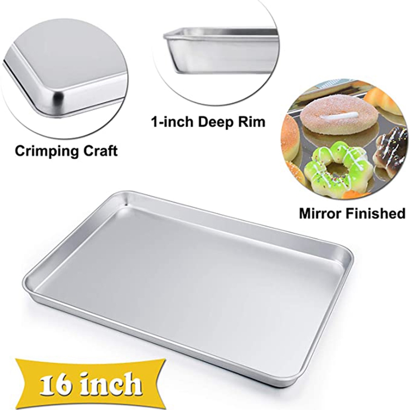 Large Baking Sheet, Stainless Steel Cookie Sheet Baking Pan Tray, Rectangle , Healthy &amp; Non Toxic,Dishwasher Safe
