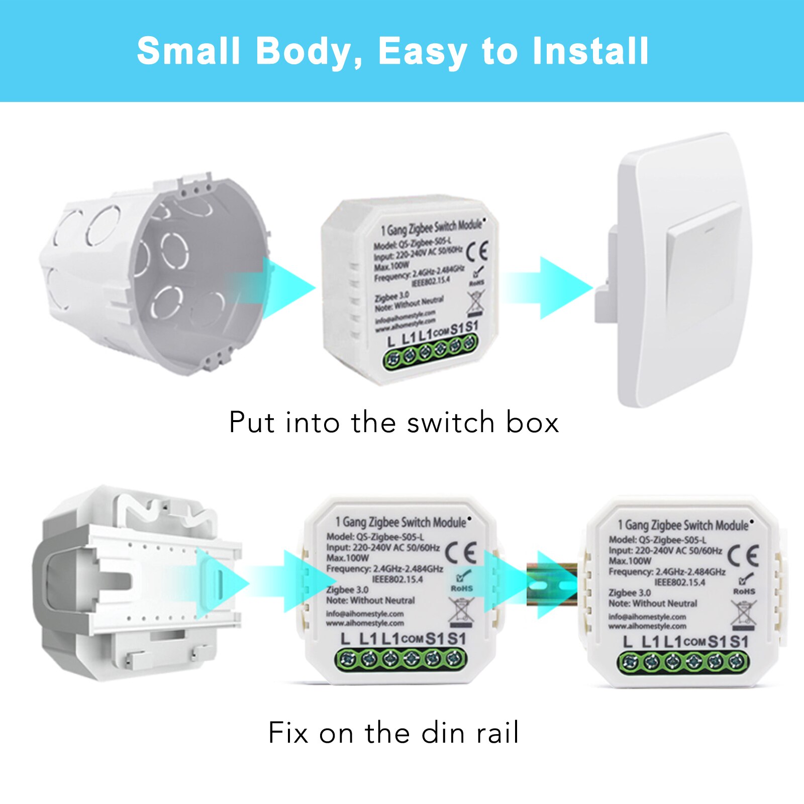 Tuya ewelink zigbee switch modul ingen neutral ingen kondensator, arbejde med tuya hub sonoff zigbee bridge zigbee 2 mqtt alexa google home