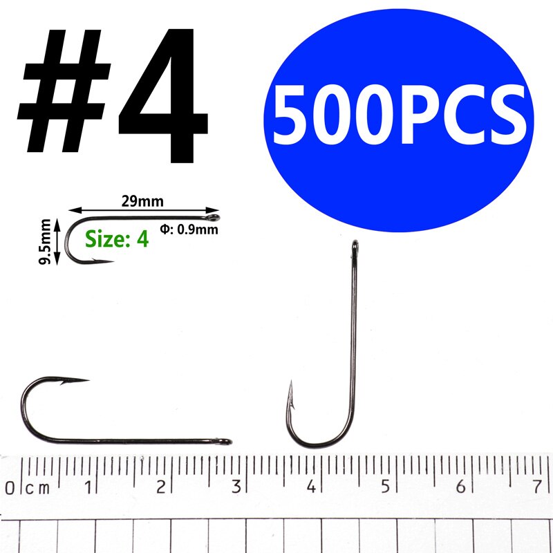 Bimoo 500PCS Aberdeen Long Shank Fish Hook Saltwater Fresh Water Hooks Sabiki Rig Streamer Fly Hook Size 10 4 2 2/0: size4 500pcs