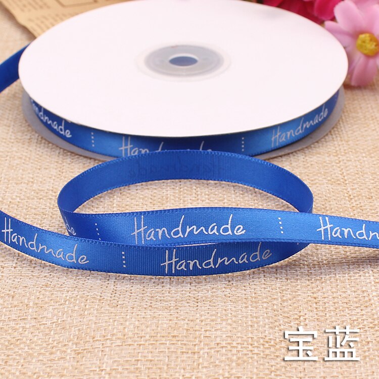 9Mm Handgemaakte Brief Gedrukt Satijnen Linten Bruiloft Verjaardag Party Kerst Bloem Geschenkdoos Wikkelen Diy Cake Bakken Linten: Blauw