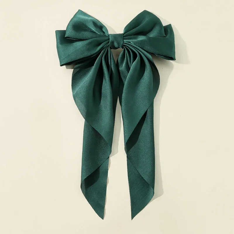 Épingle à cheveux à grand nœud pour femmes et filles, bandes de sauna coréennes, barrettes à gros nœud papillon, pince à queue de cheval pour document solide, accessoires pour cheveux de mariage: green