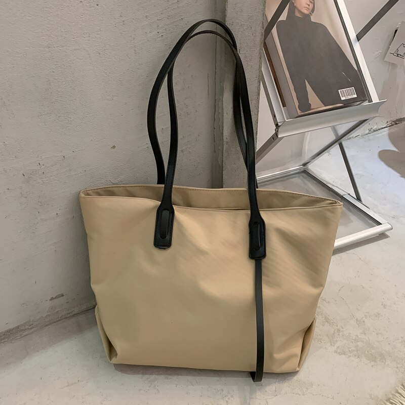 Nylon fourre-tout décontracté femmes concepteur grande capacité sacs à main rubans en polyuréthane dames Vintage sac à bandoulière sacs d'université pour les filles: Kaki