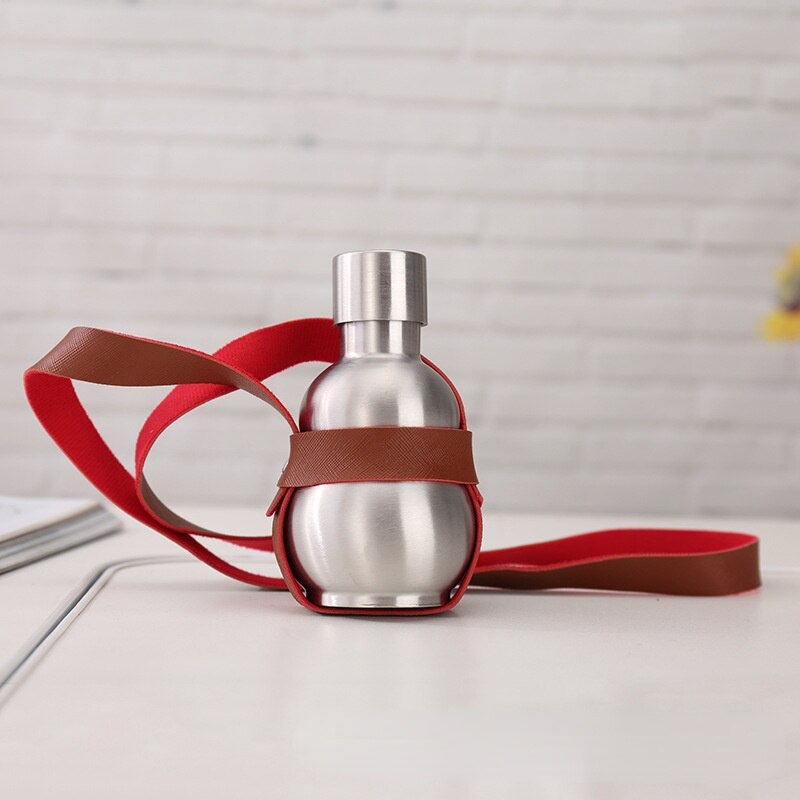 Big Gourd Stainless Steel Hip Flask alcohol Hip Flask 250ML 500ML 1500ML Leather Holster Large Capacity Portable For travel: 250ML