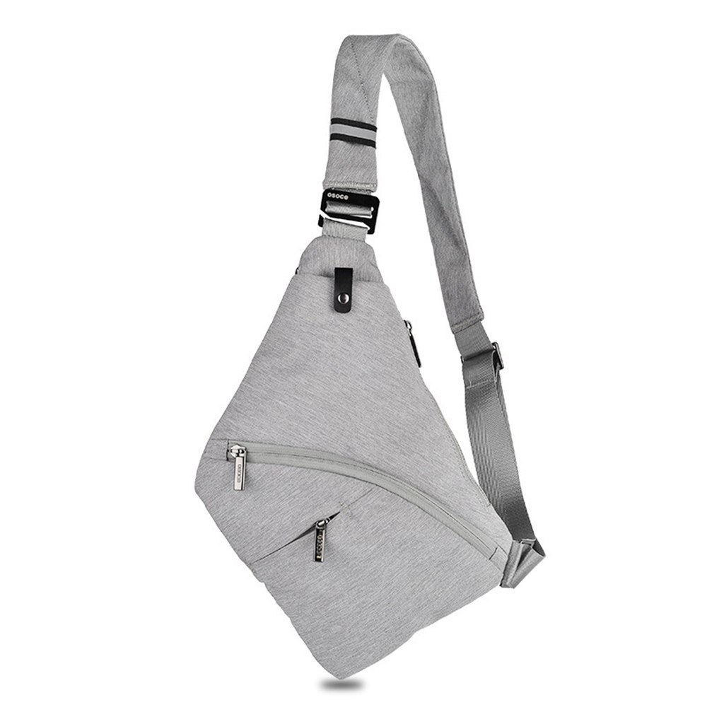 Anti Theft Chest Bag Sling Bag Male Front Body Bag Men Safety Chest Pocket Pouch Sling Shoulder Bag Male Chest Pack: Light Grey