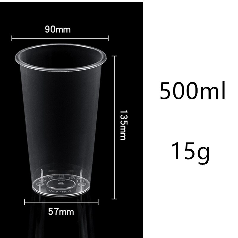 50pcs thick transparent plastic cups 500ml 700ml disposable coffee cup birthday party favors cold drink cups: cup