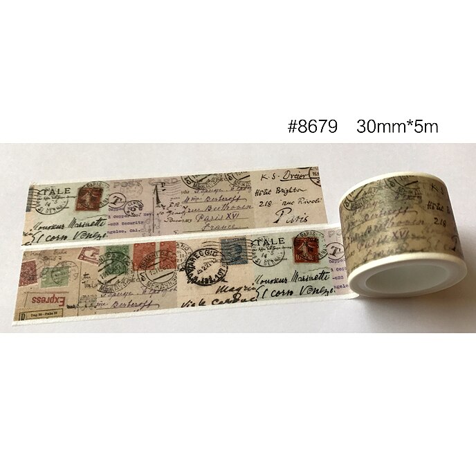 Washi Tape con marco para cámara, tarjeta postal Vintage, con letras: 8679