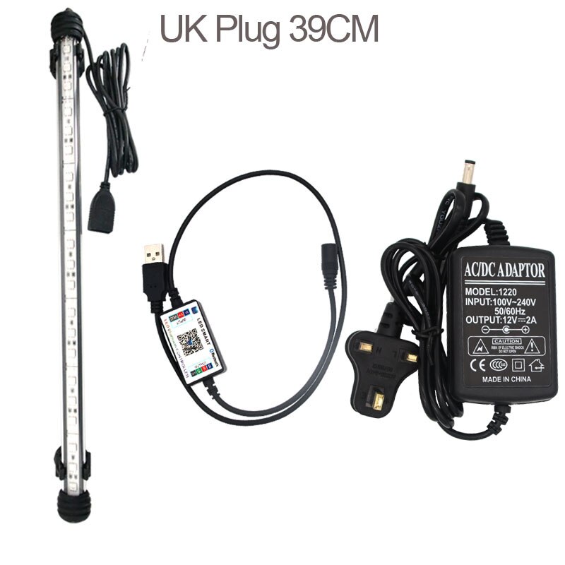 RGB Waterproof Aquarium Led Lighting For Fish Tank Led Light Lamp For LED Aquarium Light In The Aquarium Marine Timer Controller: 39CM UK Plug