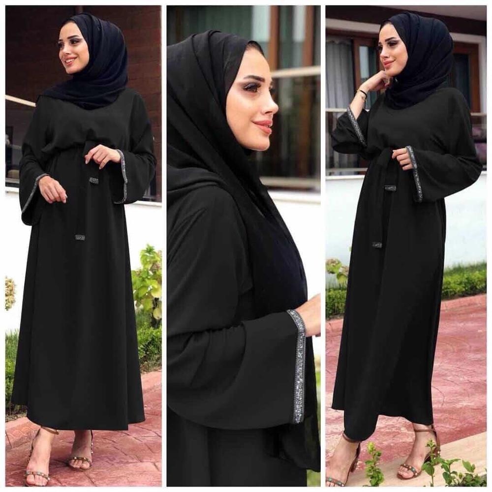 Jazvano Knopen Tweedelige Sets Effen Kleur Abaya Jurk Moslim Gebedskleding Dubai Gewaad Traditionele Islamitische Kleding 2 Stuks Vest Set, wit, M-L