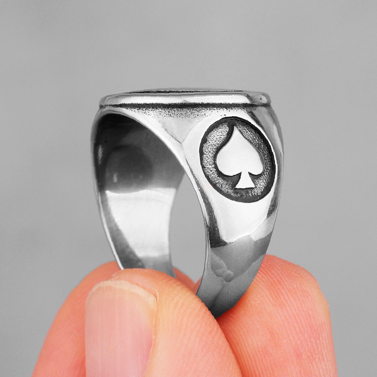 Anillos de acero inoxidable para hombre, sortija de póker de buena suerte, Punk, Hip Hop, joyería única para novio y motociclista, al por mayor