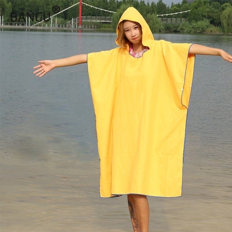 Spiaggia Ad Asciugatura Rapida Cambiare Accappatoio Telo da bagno tutto'aperto per Adulti Telo Da cavalla con Cappuccio poncho Delle Donne Accappatoio Asciugamani costume Da Bagno Mantello Spille