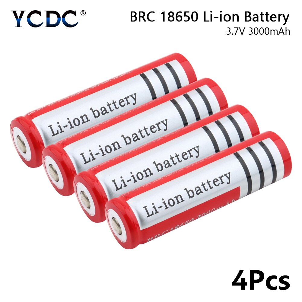 1/2/4/6/8pcs 18650 Lithium Battery 3.7 V Volt 3000mah BRC 18650 Rechargeable Battery Li-ion Lithium Battery For Power Bank Torch: 4 pieces