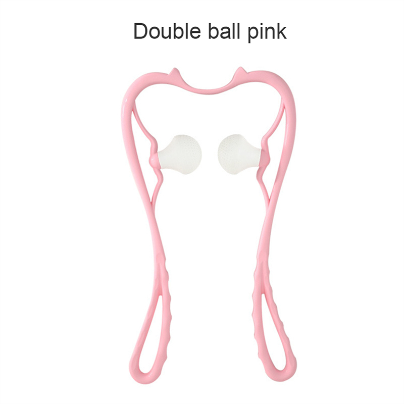 Neck Massage Tool Pressure Point Therapy Pressure Relieve Hand Roller Massage Neck Shoulder Dual Trigger Point Self Massager: Pink 2 Balls