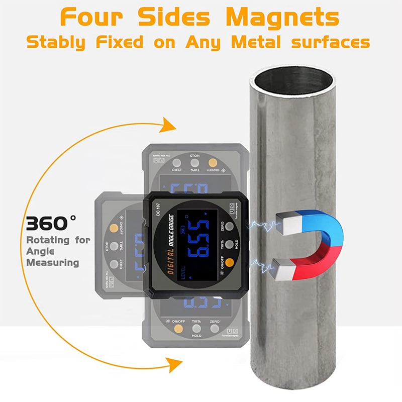 Digital Angle Finder Protractor, Digital Level Angle Gauge Chargeable Digital Inclinometer Precise Angle Measuring Tool