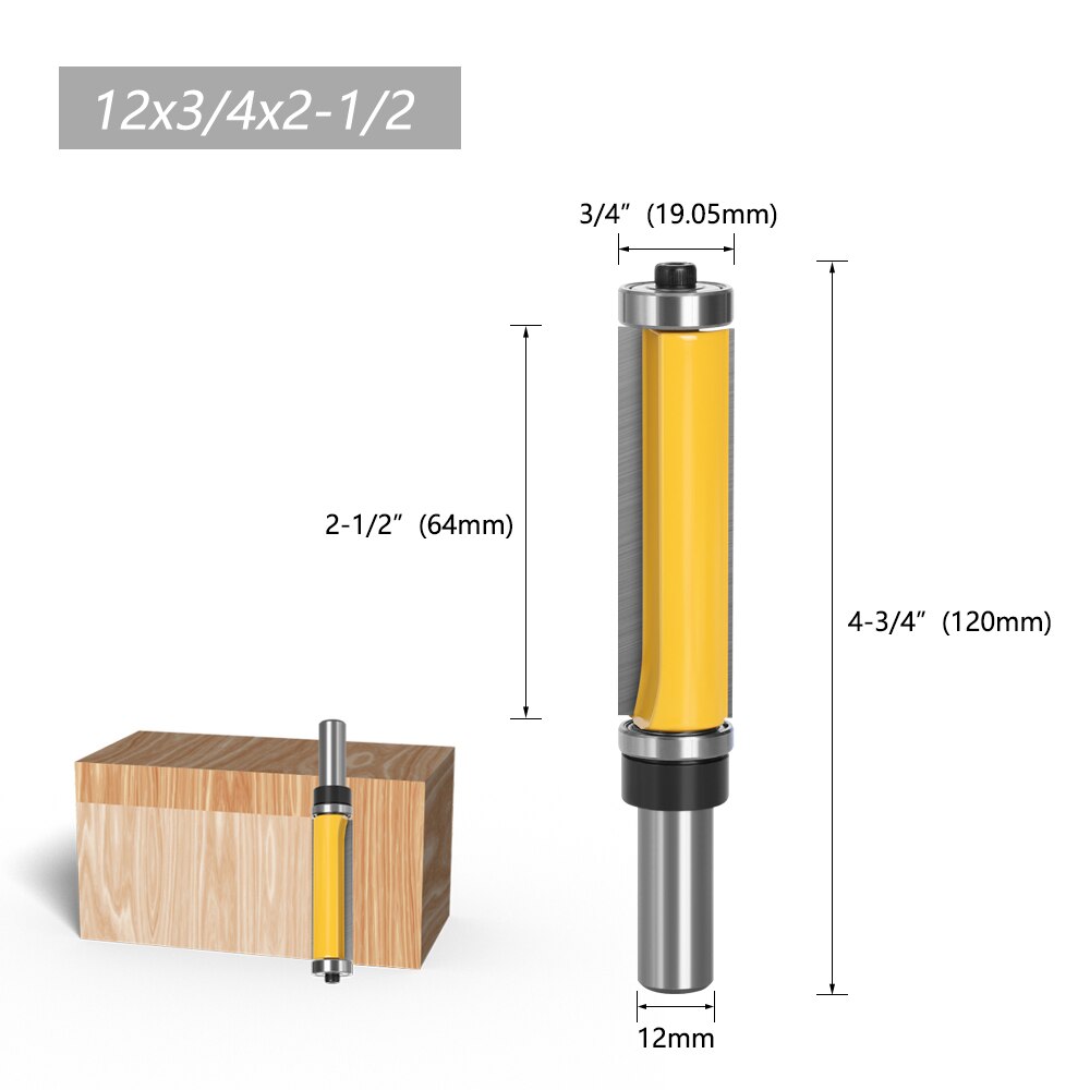 Lavie 1pc 12mm 1/2 skaft topp &amp; bottenlager med jämnt trimmönster överfräsbitsfräs för träbearbetningsfräsar  mc03010: 12mm skaft