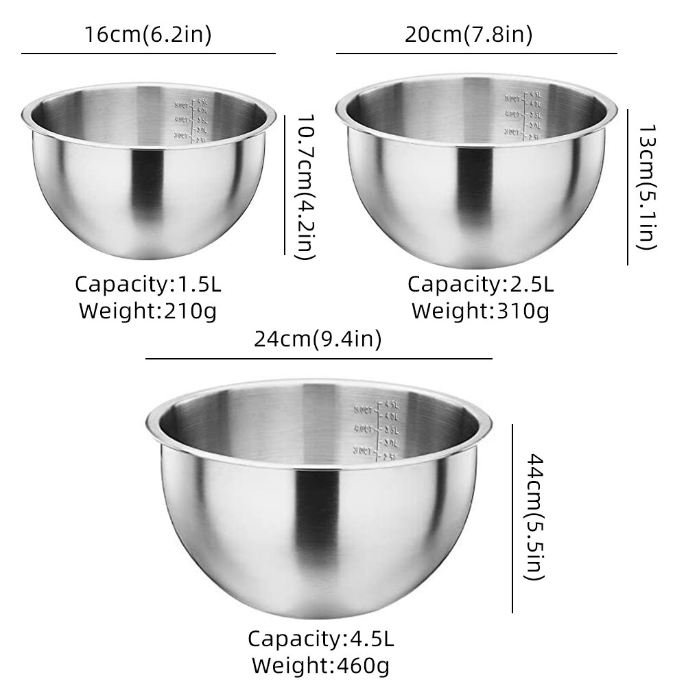 Rvs Kommen Mengkom Met Schaal Diepe Mengen Ei Kommen Keuken Metalen Kom Voor Bakken Salade Koken Bakken Accessoire