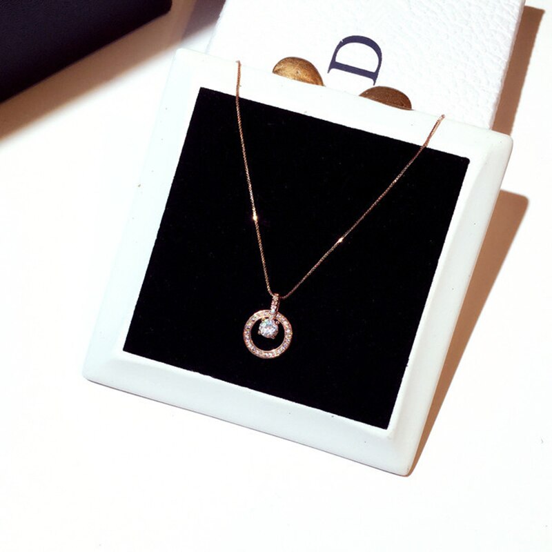 Nouvelle tempérament cercle CZ collier or argent couleur brillance Zircon délicate clavicule tour de cou Bijoux de fiançailles de mariage