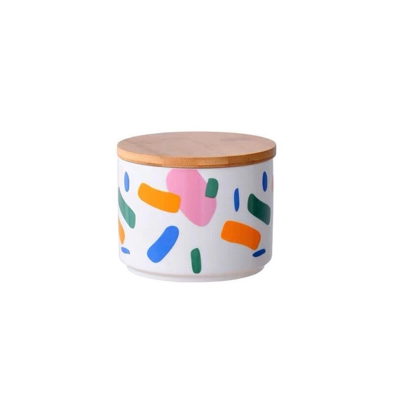 Frasco de armazenamento cerâmico colorido dampproof garrafas de armazenamento cozinha cerâmica selo pote cereais café chá tempero tanque com cobertura: 6 750ml