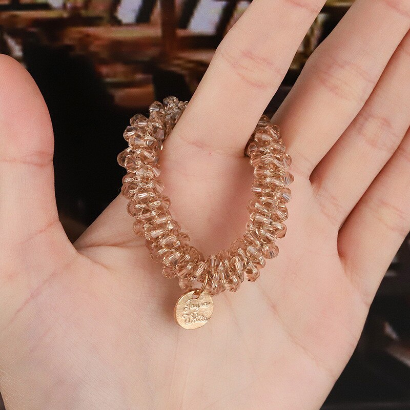 Anneaux de cheveux en perles de cristal pour femmes, attaches de perles, supports de queue de cheval, accessoires pour cheveux, bande élastique pour cheveux, chouchous pour filles, bracelet
