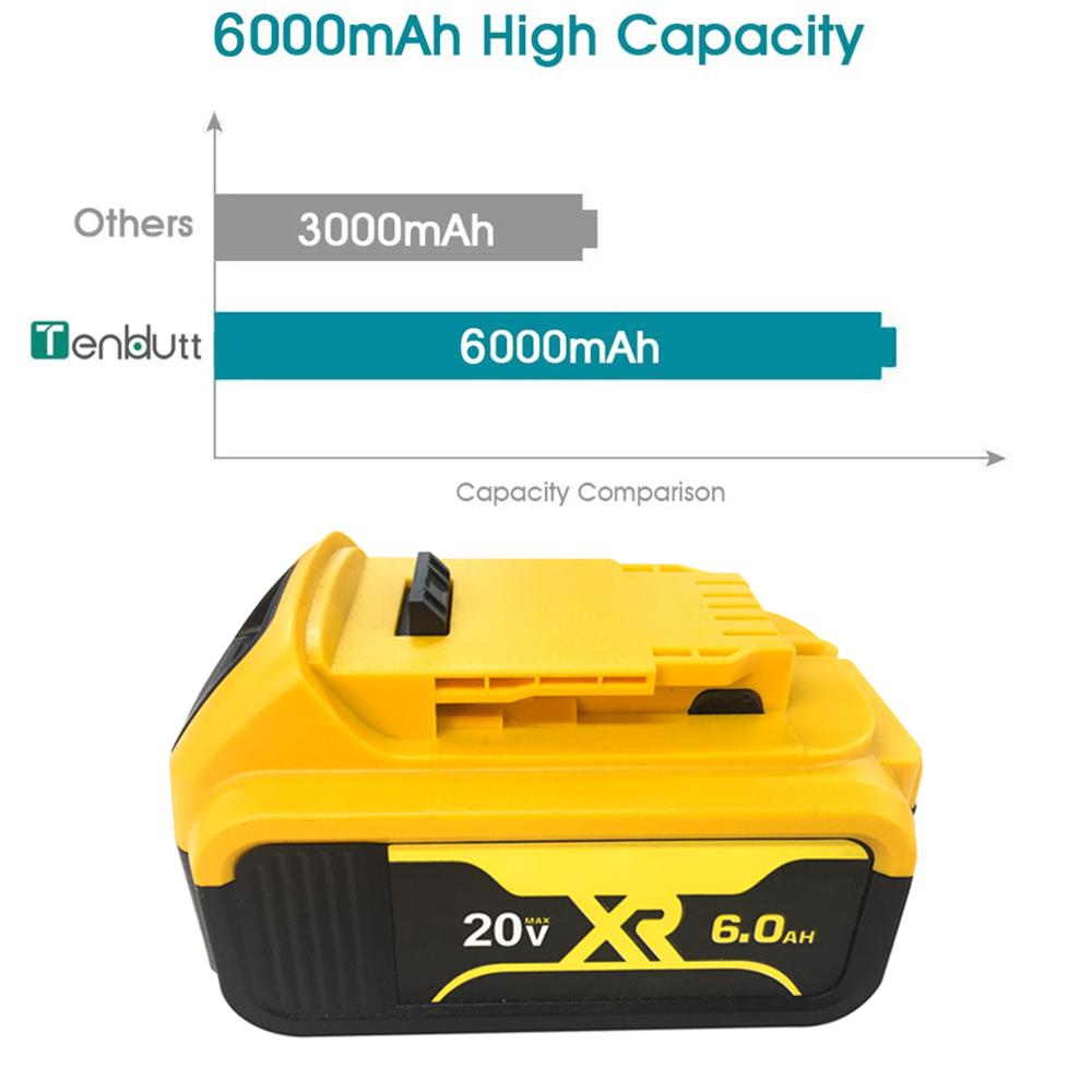 1 pack 20v 6000ah ersättning av batteri elverktyg för dewalt dcb 184 dcb 181 dcb 182 dcb 200 20v 6ah batteri