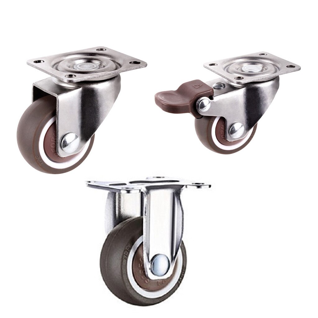 1.25/1.5/2 Inch Swivel Rubber Caster Wheels 4PCS Heavy Duty Rubber Caster Wheels with 360 Degree for Furniture Industry