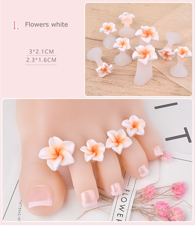 8 Stks/zak Nail Art Teen Separator Bloem Parel Liefde Diamanten Siliconen Teen Separator Siliconen Teenspreiders: 01
