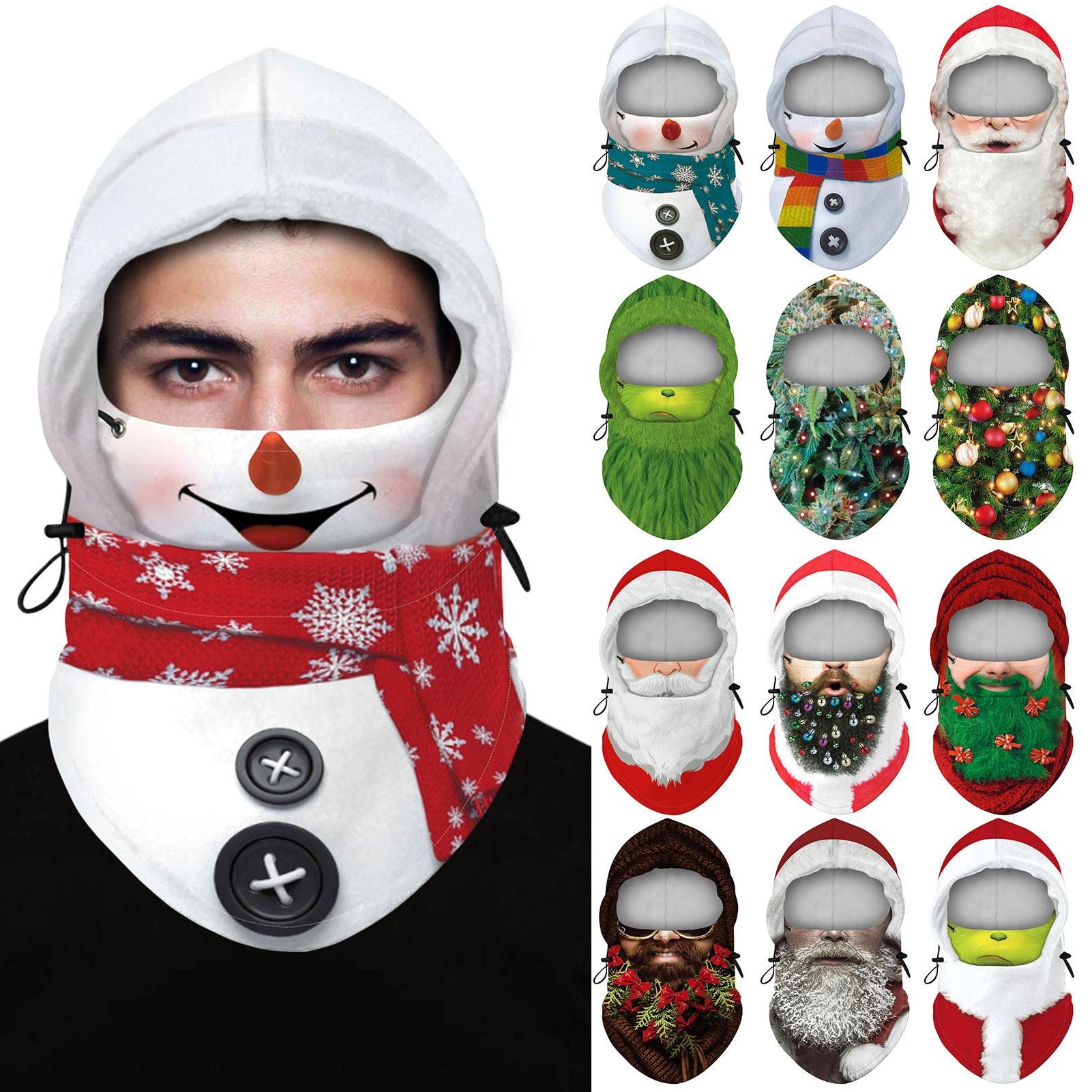 Kerst Digitale Afdrukken Volwassen Unisex Kerst Digitale Afdrukken Winter Winddicht Skiën Warm Hooded Gezicht Cover