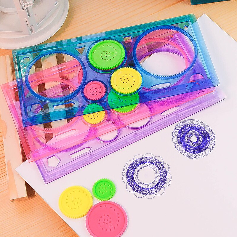 Schilderen Multifunctionele Interessante Puzzel Spirograph Kinderen Tekening Plastic Heerser Kan Verbeteren Start Werkvermogen