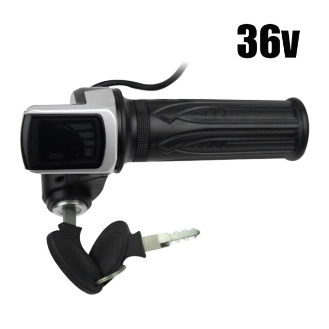 Empuñadura de acelerador de patinete eléctrico, bloqueo de Pedal de acelerador con bloqueo de llave, indicador de potencia, 36V/48V/60V: 36V