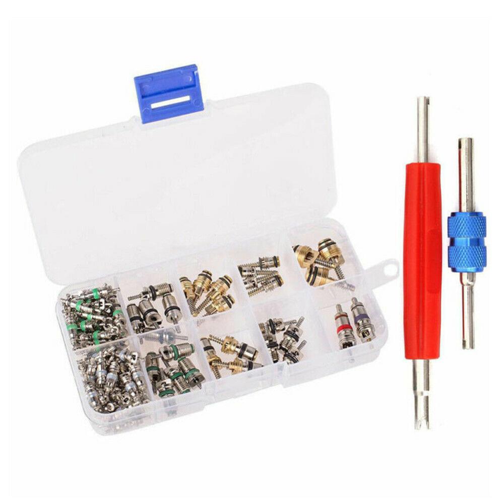 Assortiment de noyaux de Valve pour climatisation de voiture, 102 pièces, A/C, R134a, Kit d'outils pratiques pour retirer le noyau de Valve, Kit Tubeless valv