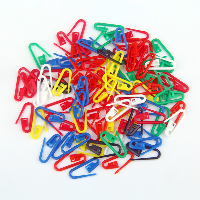 Pines de seguridad pequeños de plástico de Color, marcador de puntada de bloqueo, marcador de Clip de aguja para tejer, decoración de Gehaakte, manualidades DIY, 100 Uds.