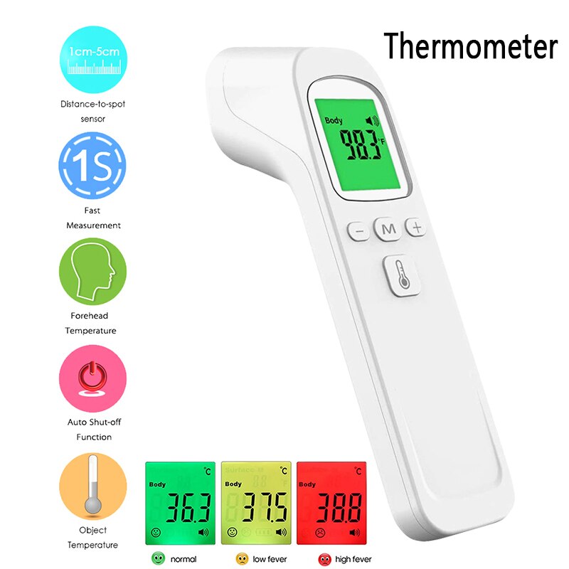 Digital Infrared Thermometer Temperature Meter Gun Digital LCD Pyrometer IR Thermometer Non Contact Pyrometer Alarm reminder: EWQ001(White)
