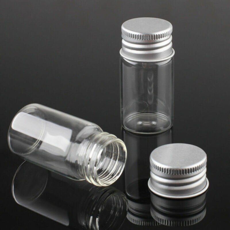 10 pcs 15ml 27x53mm Small Clear Glass Bottle Vial Pendant With Aluminum Lid