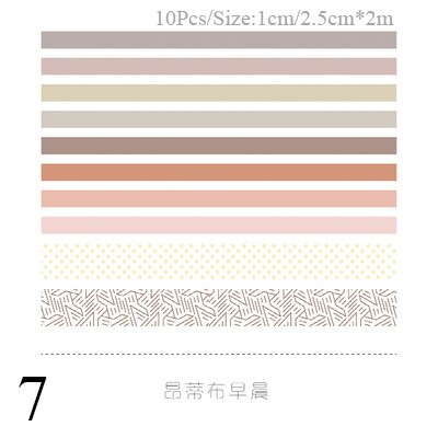10Pcs/Set Decorative Adhesive Tape Kawaii Masking Tape Cute Grid Washi Tape Set For Kids DIY Scrapbooking Diary Photos Albums: 7