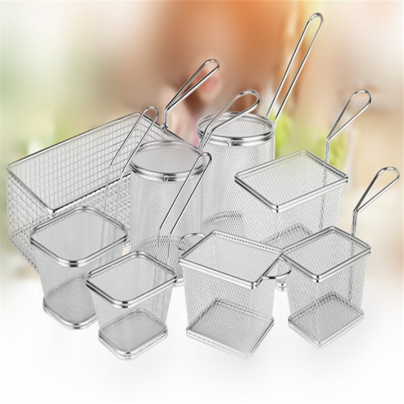 Mini cesta de acero inoxidable para freír pollo frito, cesta de acero inoxidable para patatas fritas, red para aperitivos, herramientas de cocina