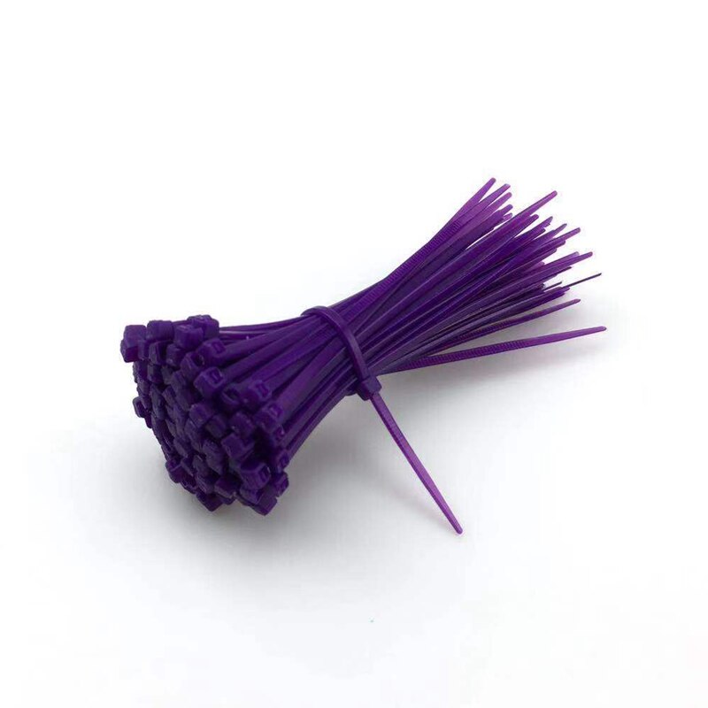 Attaches de câble en Nylon autobloquantes, 100 pièces, attaches en plastique de 3x100mm, enveloppes de fermeture éclair, Velcro pour le bureau, la gestion des fils, attache domestique: Purple
