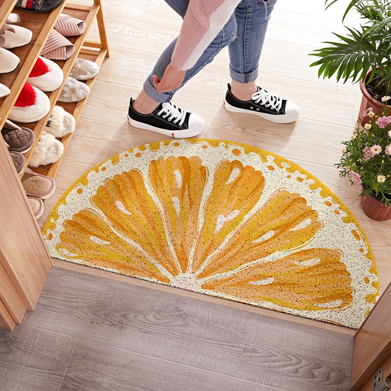 Paillasson d'entrée en PVC 3D imprimé citron, tapis de porte anti-poussière, intérieur et extérieur, pour cuisine, antidérapant, pour sol de bain