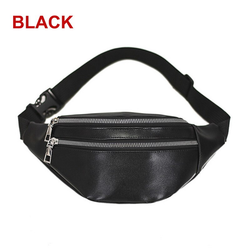 Marsupio moda PU cerniera in pelle grande capacità Casual borse sportive a tracolla borsa a tracolla multifunzione per uomo e donna nuovo: black