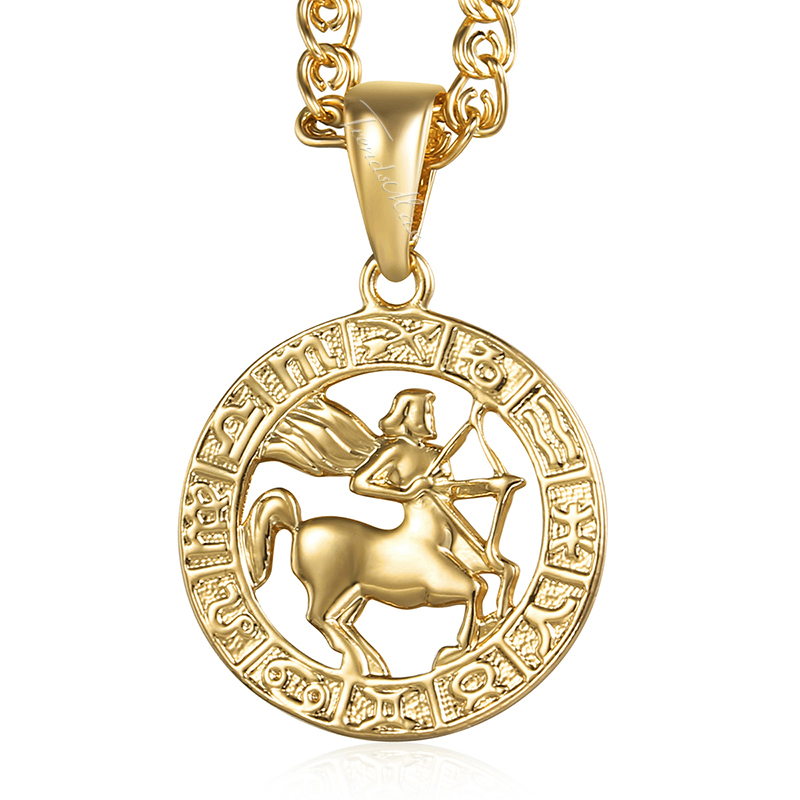Davieslee 12 Horoscope Zodiac Sign Pendant Necklaces For Women Men Gold Color Aries Leo 12 Constellations DGPM24: green / Black Gun Plated