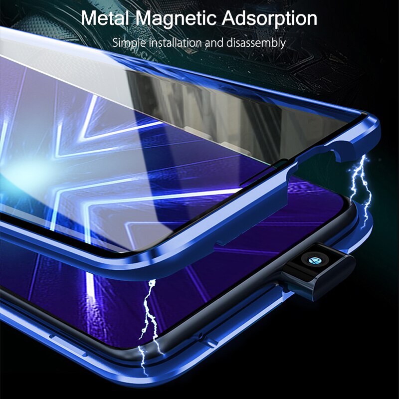 Caso magnético para huawei honor 9x STK-LX1 global 6.59 "capa de telefone de vidro temperado lado duplo em honor9x honor9x premium coque