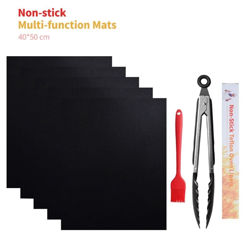 40 x 50cm 5 non-stick återanvändbar bbq grillmatta teflon matlagningsmatta för inomhus utomhus 896a