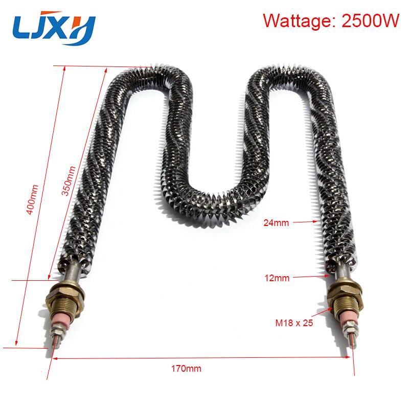 LJXH W Type Finned Heater Heating Element for Air 1500W 2000W 2500W 3000W 3500W: 380V / 304SS with COPPER / 400mm 2500w