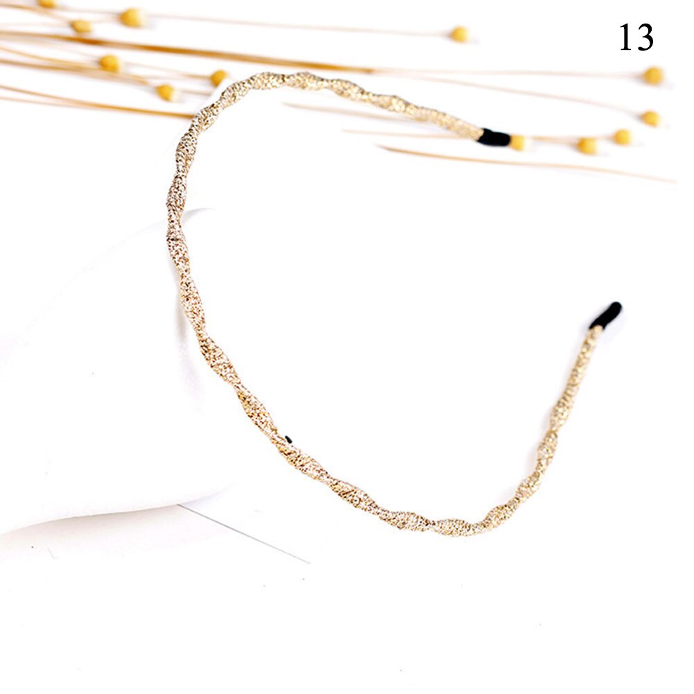 Vrouwen chique super dunne glitter haaraccessoires golvende glanzende metalen kleur hoofdband zomer haarband voor vrouwen en meisjes: 13