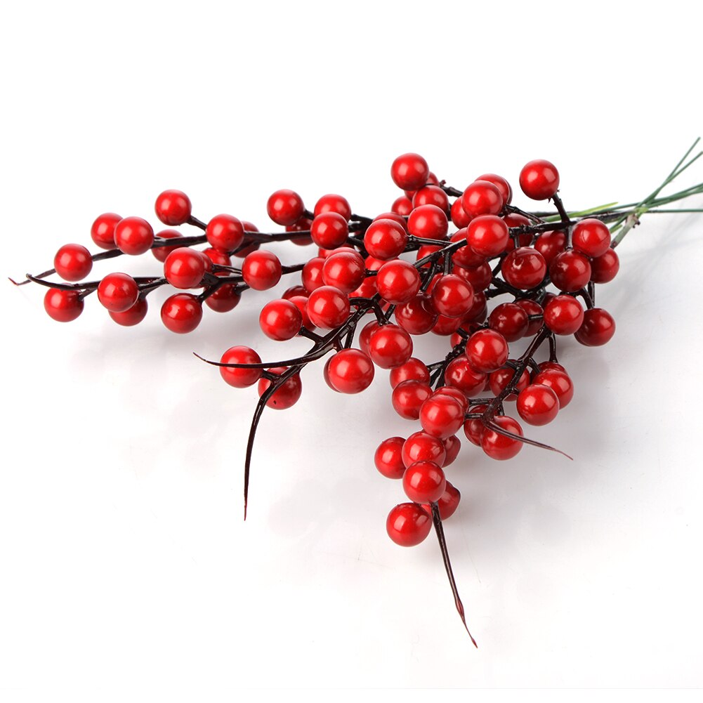 10 stk 26cm kunstige fyrretræ kegle rød bær buket blomst gren juledekoration bryllupsfest indretning festlige forsyninger