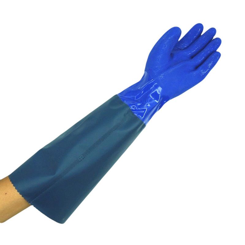 Guanti impermeabili allungati e ispessiti antiscivolo resistenti tutto'usura guanti di protezione del lavoro resistenti tutto'olio per l'industria acquatica: Rosso